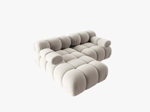COLTAR MODULAR BELLIS, STANGA, 2 LOCURI, 191 CM, BEJ DESCHIS 21, TAPITERIE DIN CATIFEA, MICADONI - Img 4