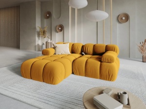 COLTAR MODULAR BELLIS, STANGA, 2 LOCURI, 191 CM, GALBEN 41, TAPITERIE DIN CATIFEA, DESIGN DEOSEBIT