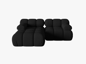 COLTAR MODULAR BELLIS, STANGA, 2 LOCURI, 191 CM, NEGRU 19, TAPITERIE DIN CATIFEA 3D, DESIGN DEOSEBIT