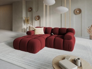 COLTAR MODULAR BELLIS, STANGA, 2 LOCURI, 191 CM, ROSU INCHIS 59, TAPITERIE DIN CATIFEA, MICADONI