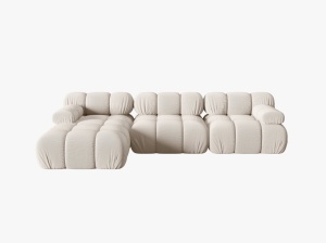 COLTAR MODULAR BELLIS, STANGA, 3 LOCURI, 285 CM, BEJ DESCHIS 23, TAPITERIE DIN CATIFEA 3D, DESIGN DEOSEBIT
