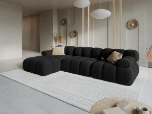 COLTAR MODULAR BELLIS, STANGA, 3 LOCURI, 285 CM, NEGRU 100, TAPITERIE DIN CATIFEA, DESIGN DEOSEBIT