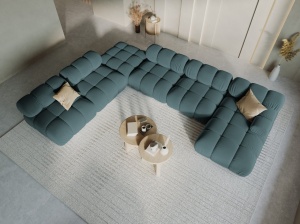 COLTAR MODULAR BELLIS, STANGA, 6 LOCURI, 379 CM, VERDE PETROL 87, TAPITERIE DIN CATIFEA, DESIGN DEOSEBIT