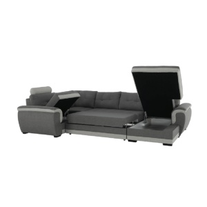 COLTAR RUBA MARE, FORMA U, MODEL DREAPTA, GRI INCHIS/GRI, DIN TEXTIL, EXTENSIBIL, SPATIU DEPOZITARE, STIL MODERN, TK - Img 5
