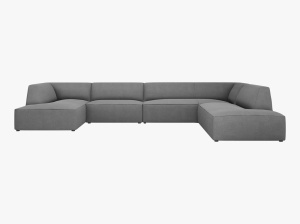 COLTAR RUBY, CU 7 LOCURI, PE DREAPTA, GRI, CU TAPITERIE DIN TEXTIL STRUCTURAT OTTAWA, MICADONI