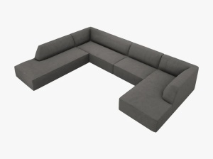 COLTAR RUBY, CU 7 LOCURI, PE STANGA, GRI INCHIS, CU TAPITERIE DIN CATIFEA REIATA MATA, MICADONI - Img 4