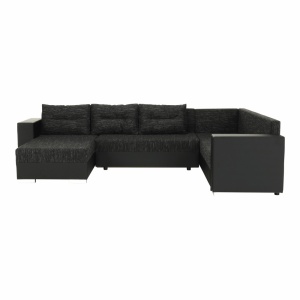 COLTAR STILA, REVERSIBIL, NEGRU, DIN PIELE ECOLOGICA SI TEXTIL, EXTENSIBIL, SPATIU DEPOZITARE, STIL MODERN, TK - Img 7
