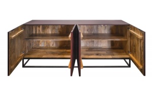 COMODA 177CM, CREATIVO, LEMN DE MANGO SI METAL, DESIGN VINTAGE - Img 2