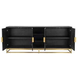 COMODA BLACKBONE, 225 CM, NEGRU/AURIU, DIN FURNIR DE STEJAR SI METAL, RICHMOND INTERIORS - Img 4