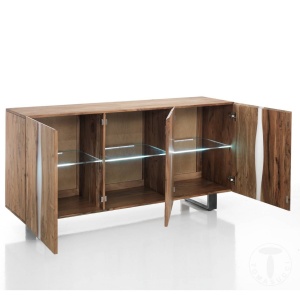 COMODA/BUFET 170CM, ANUBI 3 USI, COD 3861, STIL MODERN, REALIZATA DIN LEMN MASIV SI SUPORT DE METAL - Img 4