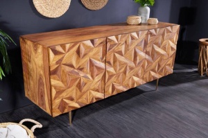 COMODA DIN LEMN SHEESHAM, STONE 150CM, DIN LEMN SI METAL, REALIZAT MANUAL, ARTIM GROUP SELECTION