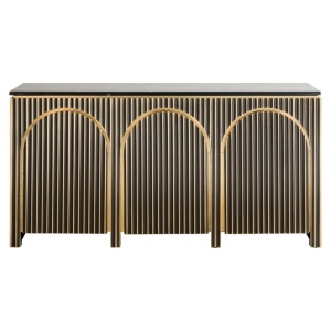 COMODA LES ARCS, 160 CM, NEGRU/AURIU MAT, DIN MDF, MARMURA SI METAL, RICHMOND INTERIORS - Img 2