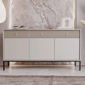 COMODA LIVING 160CM, ARTIM MEBLE, CU 3 USI, REALIZATA DIN MDF, CULOARE CREM, STIL MODERN - Img 2