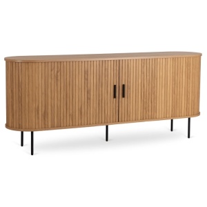 COMODA LIVING 180CM, ARTIM MEBLE, CU 2 USI SI SERTARE, REALIZAT DIN MDF SI METAL, CULOARE STEJAR, STIL MODERN - Img 10