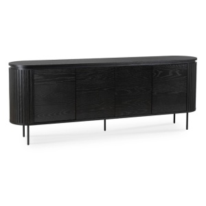 COMODA LIVING 200CM, ARTIM MEBLE, CU 4 USI, REALIZAT DIN MDF SI METAL, CULOARE NEGRU, STIL MODERN