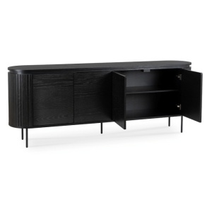 COMODA LIVING 200CM, ARTIM MEBLE, CU 4 USI, REALIZAT DIN MDF SI METAL, CULOARE NEGRU, STIL MODERN - Img 3