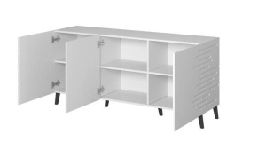 COMODA LIVING, CAMA-NOVA-KOM-ALB 155CM, DIN PLACI MDF, ALB MAT, DESIGN MODERN - Img 1