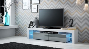 COMODA LIVING CU LED SOLO RTV ALB/GRI DESIGN MODERN CM