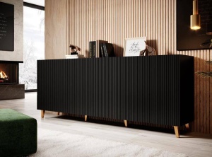 COMODA LIVING, PAFOS-KOM-200-CZ/CZ, 200CM, PLACA LAMINATA, MDF SI PLASTIC, STIL MODERN, CAMA