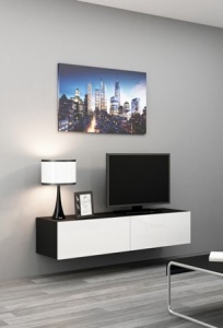COMODA LIVING RTV VIGO 140 MINI NEGRU/ALB DESIGN MODERN CM