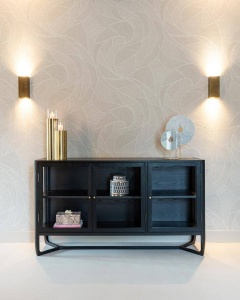 COMODA MONFORT, 160 CM, NEAGRA, DIN FURNIR DE FRASIN SI STICLA SECURIZATA, STIL MODERN, B2