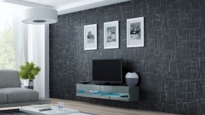 COMODA RTV LIVING CU LED VIGO 140 GRI DESIGN MODERN CM