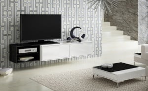 COMODA RTV LIVING SIGMA 2B ALB/NEGRU DESIGN MODERN CM