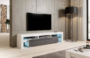 COMODA RTV LIVING TORO 200, ALB-GRI, DESIGN MODERN CM