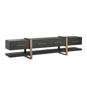COMODA TV CAMBON, 240 CM, NEGRU/BRONZ, DIN FURNIR DE STEJAR SI METAL, RICHMOND INTERIORS