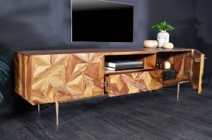 COMODA TV DIN LEMN SHEESHAM, STONE 160CM, DIN LEMN SI METAL, REALIZAT MANUAL, ARTIM GROUP SELECTION - Img 3