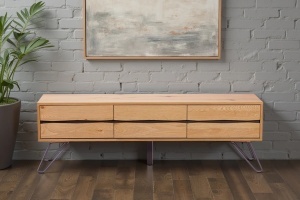 COMODA TV, EDGE 160CM, LEMN DE STEJAR SI SUPORT METALIC, CULOARE NATUR, ARTIM GROUP SELECTION