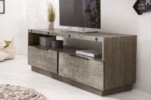 COMODA TV, FINCA 150CM, COD 40447, METAL SI LEMN PIN GRI, DESIGN INDUSTRIAL