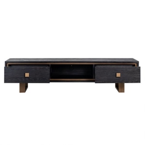 COMODA TV HUNTER, 190 CM, NEGRU/AURIU ANTICHIZAT, DIN FURNIR DE STEJAR SI METAL, RICHMOND INTERIORS - Img 3
