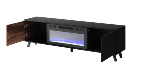 COMODA TV RANDOM RTV-K+SEMINEU, 180X52 CM, STEJAR WOTAN/NEGRU, DIN MDF FURNIRUIT, POLIPROPILENA SI METAL, STIL MODERN - Img 3