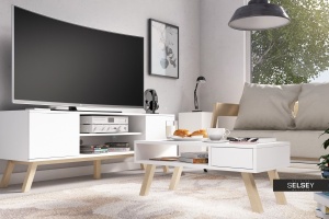 COMODA TV VERO DE CULOARE ALBA 150CM DESIGN SCANDINAV