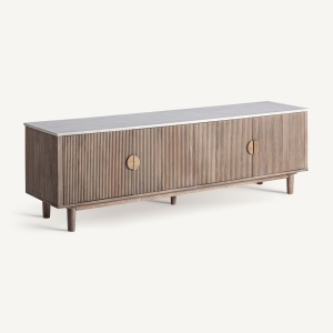 COMODA TV ZERF 200CM, DIN LEMN DE MANGO MDF SI MARMURA, DESIGN CONTEMPORAN, VICAL HOME