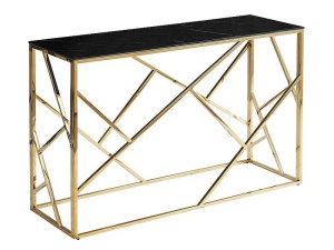 CONSOLA ESCADA C II, 120 CM, EFECT DE MARMURA NEAGRA/AURIU, BLAT DIN STICLA SECURIZATA SI CADRU DIN METAL, STIL MODERN - Img 1