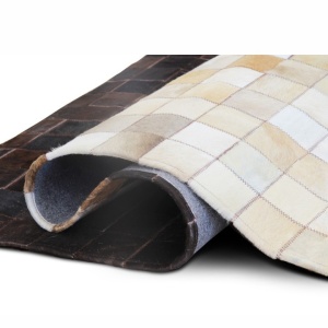 Covor de lux din piele, alb/maro/negru, patchwork, 140x200, PIELE DE VITĂ TYP 7, 0000188792 - Img 3