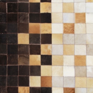 Covor de lux din piele, alb/maro/negru, patchwork, 70x140, PIELE DE VITĂ TYP 7, 0000188474 - Img 4