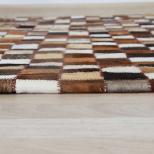 Covor de lux din piele, maro/negru/alb, patchwork, 200x304, PIELE DE VITĂ TIP 3, 0000188842 - Img 6