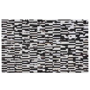 Covor de lux din piele, maro/negru/alb, patchwork, 201x300, Piele de vită Tip 6, 0000188856