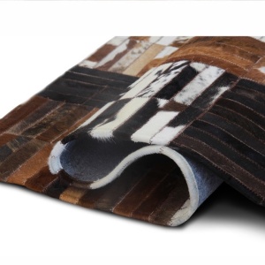 Covor de lux din piele, negru/maro/alb, patchwork, 201x300, PIELE DE VITĂ TIP 4, 0000188866 - Img 6