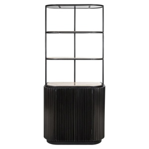 DULAP CU VITRINA HAMPTON CU 2 USI SI 2 RAFTURI, 7914, CONFECTIONATA DIN MDF, METAL SI TRAVERTIN, STIL MODERN