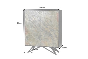 DULAP LIVING 120CM, MOUNTAIN SOUL, ASPECT DE PIATRA/MARO, DIN LEMN MASIV DE SALCAM SI FURNIR CU ASPECT DE PIATRA SI CADRUL DIN METAL - Img 6