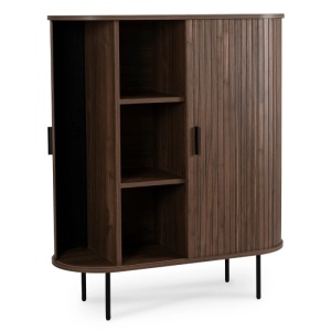 DULAP LIVING, ARTIM MEBLE, CU 2 USI GLISANTE, REALIZAT DIN MDF SI METAL, CULOARE NUC, STIL MODERN - Img 3