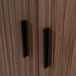 DULAP LIVING, ARTIM MEBLE, CU 2 USI GLISANTE, REALIZAT DIN MDF SI METAL, CULOARE NUC, STIL MODERN - Img 6