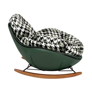 FOTOLIU BALANSOAR FATTY, VERDE/NEGRU/ALB, CU TAPITERIE DIN PIELE ECOLOGICA SI TEXTIL, STIL MODERN - Img 2
