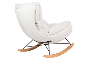 FOTOLIU BALANSOAR OTILIA TEDDY, ALB, TAPITERIE DIN TEXTIL PLUSAT SI PIELE ECOLOGICA, STIL MODERN - Img 3