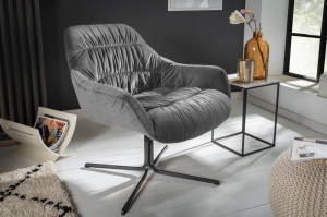 FOTOLIU CONFORTABIL, DUTCH, DE CULOARE GRI, DIN CATIFEA COD 40009 DESIGN RETRO