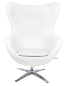 FOTOLIU CONFORTABIL EGG SZEROKI, ALB/CROM, DIN PIELE ECOLOGICA SI METAL, STIL MODERN - Img 2
